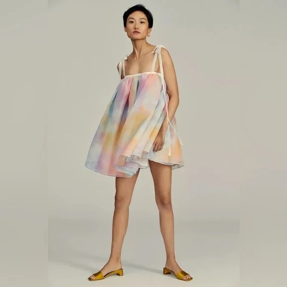 Selkie Dopamine Rainbow Powder Puff Mini Dress Anthropologie - Picture 2 of 13